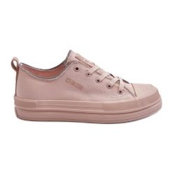 Damskie Trampki Big Star NN274851 Różowe. Czerwone trampki i tenisówki damskie bez wzorów, z materiału, eleganckie, bez zapięcia. Za 224.56 zł.