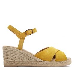 Espadryle Geox. Żółte klapki damskie Geox, bez wzorów, bez obcasa, bez zapięcia. Za 259.99 zł.