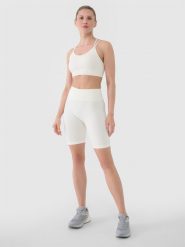 4F Legginsy kolarki bezszwowe treningowe damskie - białe XS/S. Białe legginsy damskie 4f, l, bez wzorów, z dzianiny, klasyczne, z podwyższonym stanem, na fitness i siłownię. W wyprzedaży za 79.99 zł.