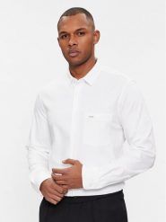 Calvin Klein Koszula K10K110858 Biały Slim Fit. Białe koszule męskie Calvin Klein, m, bez wzorów, z bawełny, bez kołnierzyka, bez ramiączek. Za 279.99 zł.