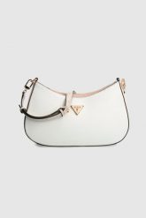 GUESS Biała torebka na ramię z portfelikiem. Białe torby na ramię damskie Guess, z aplikacjami, klasyczne, bez dodatków. W wyprzedaży za 449.99 zł.