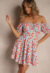 Niebieska Sukienka Rozkloszowana z Bawełną w Wisienki Lunasella. Niebieskie sukienki damskie Renee, na co dzień, l, bez wzorów, z bawełny, eleganckie, bez kołnierzyka, bez ramiączek, mini, proste. Za 49.99 zł.