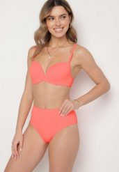 Różowe Klasyczne Bikini Majtki Typu Figi i Biustonosz Natinela. Czerwone bikini damskie Born2be, bez wzorów. Za 69.99 zł.