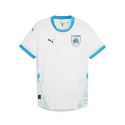 Koszulka domowa OM Promo 2024/25. Białe koszulki sportowe męskie Puma, m, bez wzorów, z materiału, bez kołnierzyka, bez ramiączek, na fitness i siłownię. Za 500.60 zł.
