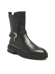 Aigner Botki Ava 15G 1222090 Czarny. Czarne botki damskie Aigner, ze skóry, bez obcasa, na płaskiej podeszwie, bez zapięcia. Za 1,329.00 zł.