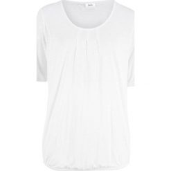 Shirt bawełniany z przędzy mieszankowej, z dekoracyjnymi plisami bonprix biały. Bluzki damskie bonprix. Za 44.99 zł.