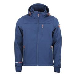 Kurtka softshell z kapturem Peak Mountain Claude. Niebieskie kurtki męskie Peak Mountain, bez wzorów, z softshellu, sportowe, z kapturem. W wyprzedaży za 324.00 zł.