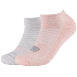 Skarpetki sportowe dla dorosłych 2PPK Basic Cushioned Sneaker Socks. Szare skarpety damskie Skechers, bez wzorów. Za 29.99 zł.
