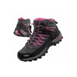 Buty damskie trekkingowe CMP Rigel wodoodporne. Czarne obuwie sportowe damskie CMP, bez wzorów, z materiału. Za 422.16 zł.