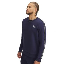 Męska regularna bluza casualowa (Granatowa/Biała). Białe bluzy męskie Under Armour, l, bez wzorów, z bawełny, bez kaptura. Za 302.00 zł.