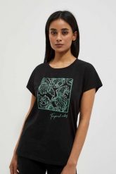 T-shirt z nadrukiem. Bluzki damskie MOODO, bez wzorów, z bawełny, bez kołnierzyka. W wyprzedaży za 23.99 zł.