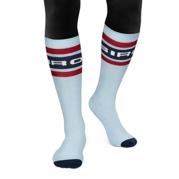 Skarpety narciarskie retro Siroko Albulapass Light Blue. Niebieskie skarpety damskie SIROKO, bez wzorów, z bawełny. Za 84.00 zł.