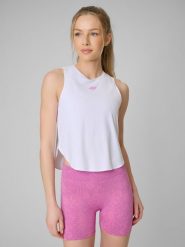 4F Top treningowy szybkoschnący damski - biały M. Białe koszulki sportowe damskie 4f, m, bez wzorów, biznesowe, bez kołnierzyka. Za 119.99 zł.