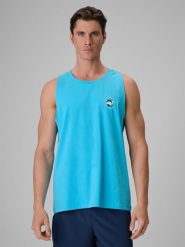 4F Koszulka bez rękawów regular z nadrukiem męska - niebieska XXL. Niebieskie t-shirty męskie 4f, m, bez wzorów, z bawełny, bez kołnierzyka. Za 59.99 zł.