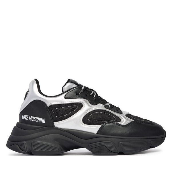 Sneakersy LOVE MOSCHINO. Czarne botki damskie Love Moschino, bez obcasa, na płaskiej podeszwie, bez zapięcia. Za 949.99 zł.
