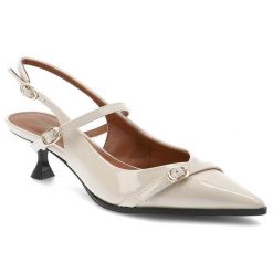 Beżowe Czółenka Gioseppe Eleganckie Lakierowane Obuwie Damskie. Brązowe czółenka damskie Hot Potatoes by Gioseppo, z aplikacjami, z lakierowanej skóry, eleganckie, bez obcasa, na obcasie, bez zapięcia. Za 289.00 zł.