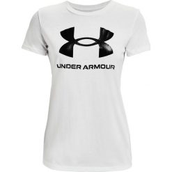 Koszulka damska Under Armour Live Sportstyle Graphic biała. Białe bluzy sportowe damskie Under Armour, xl, bez wzorów, bez kołnierzyka, bez ramiączek. Za 52.90 zł.