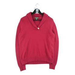 Sweter damski czerwony. Czerwone swetry damskie Ralph Lauren, l, bez wzorów, sportowe, bez kołnierzyka, bez ramiączek, bez kaptura. Za 102.20 zł.