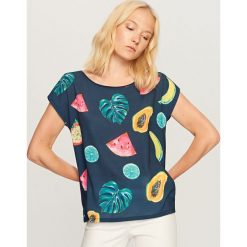 Koszulka we wzory - Granatowy. Niebieskie t-shirty damskie Reserved. Za 39.99 zł.