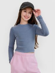 4F Longsleeve slim crop top gładki dziewczęcy - granatowy 152 (11-12 lat). Niebieskie t-shirty i topy dla dziewczynek 4f, bez wzorów, z bawełny, bez ramiączek. W wyprzedaży za 19.99 zł.