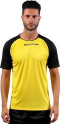 Givova Koszulka treningowa Givova Capo Interlock żółto-czarna MAC03 0710 XS. Czarne koszulki sportowe męskie Givova, m, bez wzorów, bez kołnierzyka, bez ramiączek. Za 34.74 zł.