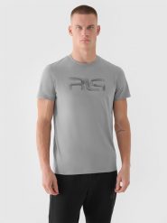 4F T-shirt regular męski 4F x Robert Lewandowski - szary XL. Szare koszulki sportowe męskie 4f, m, bez wzorów, z bawełny, klasyczne, bez kołnierzyka. W wyprzedaży za 59.99 zł.