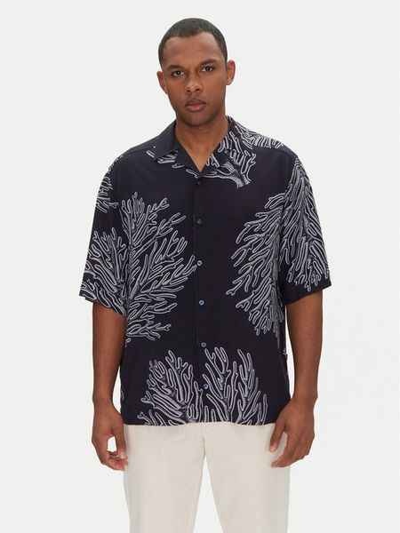 BOSS Koszula Lapisy_M 50538280 Granatowy Relaxed Fit. Niebieskie koszule męskie Boss, m, bez wzorów, z wiskozy, bez kołnierzyka, bez ramiączek. Za 259.99 zł.