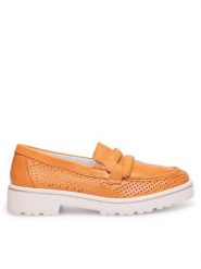 Remonte Lordsy D1H03-38 Pomarańczowy. Brązowe mokasyny damskie Remonte, ze skóry. Za 379.99 zł.