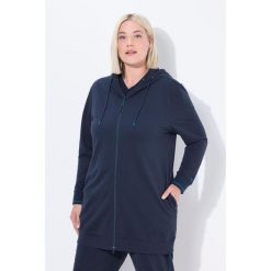 Damskie Bluza dresowa ozdobna lamówka oversize kaptur. Niebieskie bluzy damskie Ulla Popken, plus size, bez wzorów, z bawełny, bez kaptura. Za 239.99 zł.