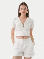 Patrizia Pepe Bluzka 2C1672/A9B9-W103 Biały Regular Fit. Białe bluzki damskie Patrizia Pepe, bez wzorów, z bawełny, bez kołnierzyka, bez ramiączek. Za 919.99 zł.