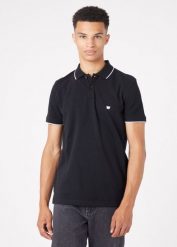 WRANGLER POLO SHIRT MĘSKA KOSZULKA POLO BLACK W7BHK4100 112324468. Czarne koszulki polo męskie Wrangler, l, bez wzorów, bez ramiączek. Za 109.99 zł.