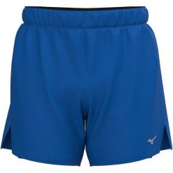 Szorty 2 w 1 Mizuno Core 5.5. Niebieskie krótkie spodenki sportowe męskie Mizuno, bez wzorów, do biegania. Za 139.99 zł.