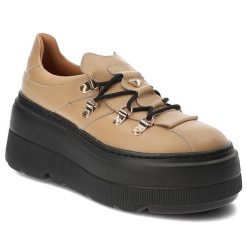 Brązowe Sneakersy Armodo Modne Obuwie Damskie Na Platformie. Brązowe półbuty damskie Armodo, bez wzorów, z materiału, eleganckie, bez obcasa, na platformie, bez zapięcia. Za 499.00 zł.