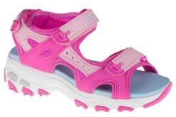 Skechers D'Lites, dla dziewczynki, sandały, Różowe. Czerwone sandały dziewczęce Skechers, z materiału, bez zapięcia. Za 129.99 zł.