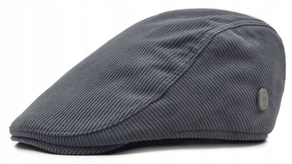 Ocieplany, Sztruksowy Kaszkiet - Pako Jeans - Popielaty. Szare czapki i kapelusze męskie Pako Jeans, na jesień, bez wzorów, z bawełny. Za 65.00 zł.