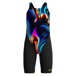 Dziewczęcy Jednoczęściowy Kostium Kąpielowy Endurance+ Z Odkrytymi Plecami. Czarne stroje kąpielowe dla dziewczynek Speedo, bez wzorów. Za 322.99 zł.