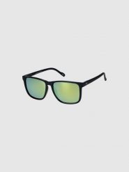 4F Okulary przeciwsłoneczne z powłoką lustrzaną uniseks - granatowe Uniwersalny. Niebieskie okulary przeciwsłoneczne damskie 4f. Za 69.99 zł.