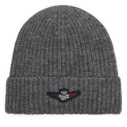 Czapka Aeronautica Militare. Szare czapki i kapelusze męskie Aeronautica Militare, na zimę, bez wzorów. Za 209.99 zł.
