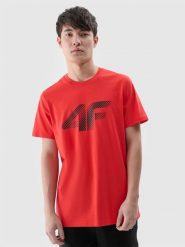 4F T-shirt regular z nadrukiem męski - czerwony XXL. Czerwone koszulki sportowe męskie 4f, m, bez wzorów, z bawełny, klasyczne, bez kołnierzyka. Za 59.99 zł.