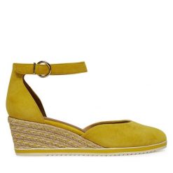 Espadryle Tamaris. Żółte sandały damskie Tamaris, bez wzorów, bez obcasa, bez zapięcia. Za 219.99 zł.