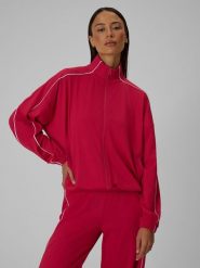 4F Bluza dresowa loose bez kaptura damska - czerwona XL. Czerwone bluzy sportowe damskie 4f, l, bez wzorów, z dresówki, bez kaptura, na fitness i siłownię. Za 179.99 zł.