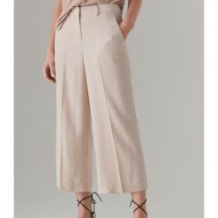 Spodnie culotte z wysokim stanem - Kremowy. Spodnie materiałowe damskie Mohito. Za 139.99 zł.