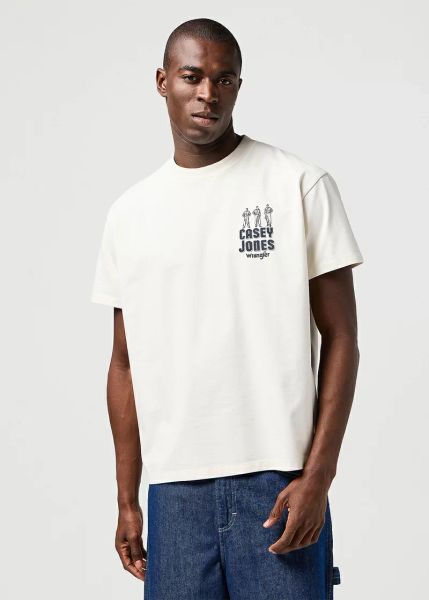 WRANGLER MĘSKA KOSZULKA WRANGLER CJ GRAPHIC TEE VINTAGE WHITE 112362910. Białe koszulki polo męskie Wrangler, l, bez wzorów, vintage, bez ramiączek. Za 89.99 zł.