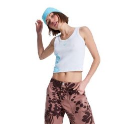 Koszulka bez rękawów damska KEEP IT COOL. Białe koszulki sportowe damskie Roxy, m, bez wzorów, z bawełny, bez kołnierzyka, bez ramiączek. Za 109.99 zł.