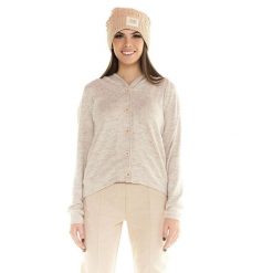 Damska bluza z kapturem Leone zapinana na guziki Winter Chic Boxing. Brązowe bluzy sportowe damskie LEONE 1947 APPAREL, bez wzorów, z kapturem, na fitness i siłownię. Za 168.36 zł.
