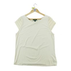 Lauren Ralph Lauren T-shirt damski z krótkim rękawem beżowy. Brązowe t-shirty damskie Ralph Lauren, l, bez wzorów, z jeansu, sportowe, bez kołnierzyka. Za 59.60 zł.