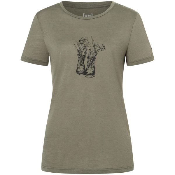 Koszulka z krótkim rękawem damska SUPER.NATURAL W Flower Boots Tee. Zielone koszulki sportowe damskie super.natural, s, bez wzorów, bez kołnierzyka, bez ramiączek. Za 249.99 zł.
