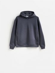 Bluza z kaputrem - ciemnoszary. Szare bluzy męskie Reserved, l, bez wzorów, z dzianiny, bez kaptura. Za 139.99 zł.