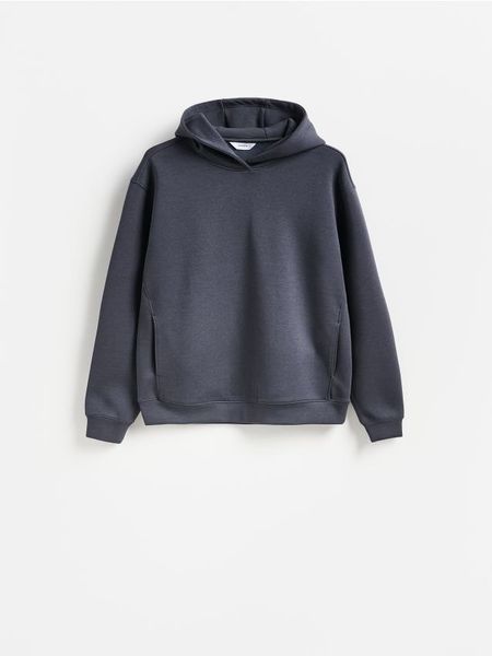 Bluza z kaputrem - ciemnoszary. Szare bluzy męskie Reserved, l, bez wzorów, z dzianiny, bez kaptura. Za 139.99 zł.