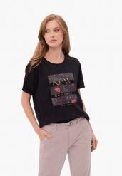 Koszulka z printem, Comfort Fit, T-ROMANCE. T-shirty damskie Volcano, m, bez wzorów, z bawełny, bez kołnierzyka. Za 59.99 zł.